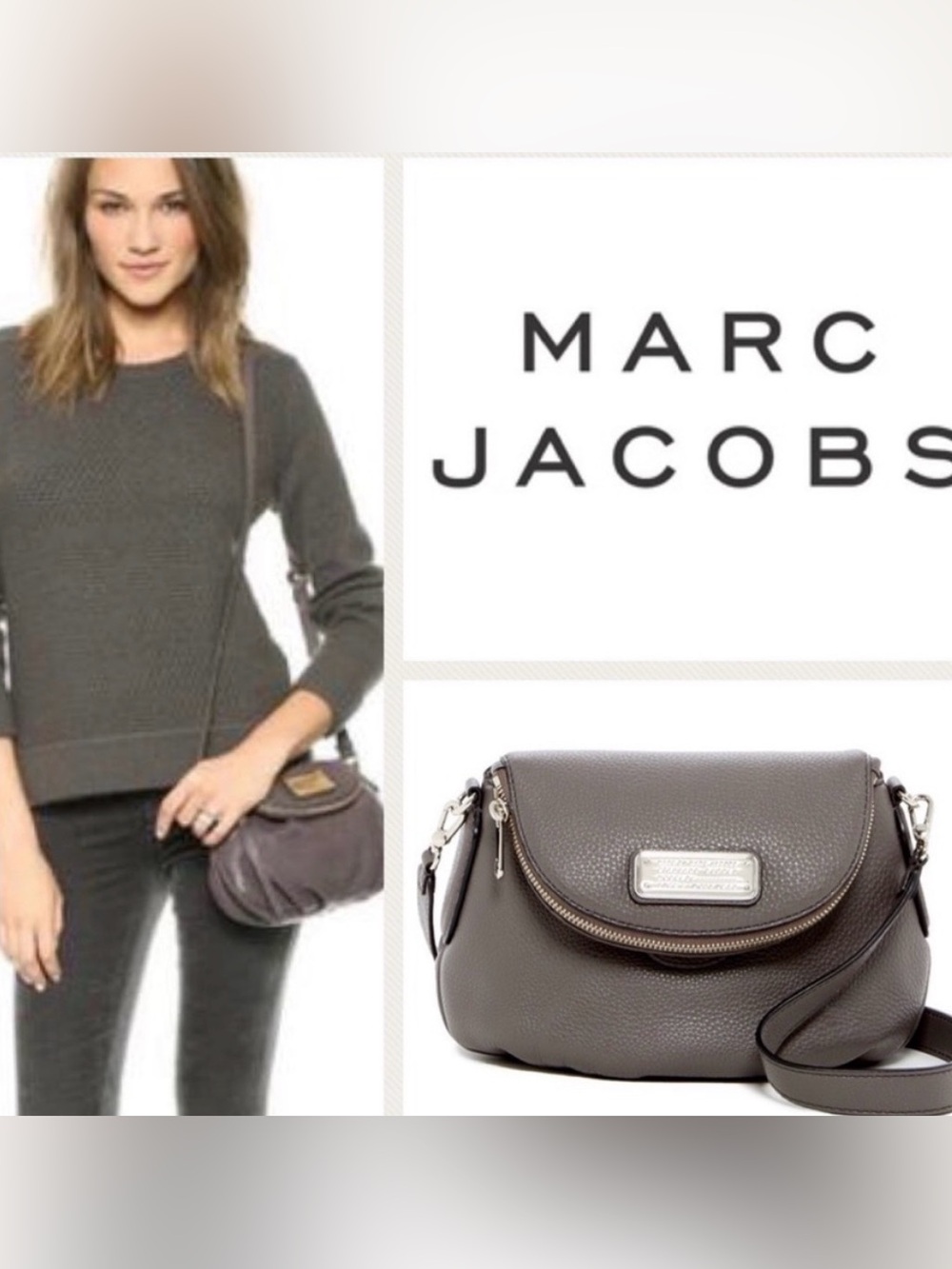 Marc by Marc Jacobs Women's Gray Pebbled Cow Leather Crossbody Bag
